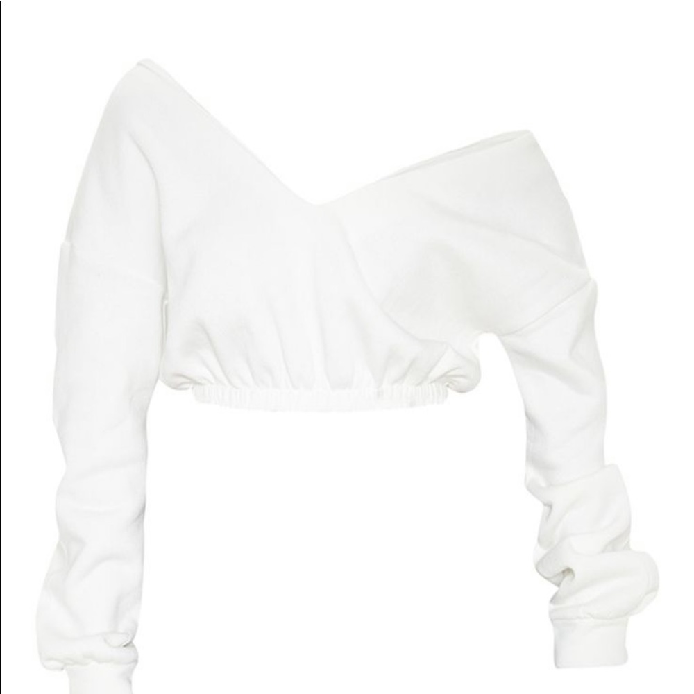 Cream Crop Off Shoulder Sweater